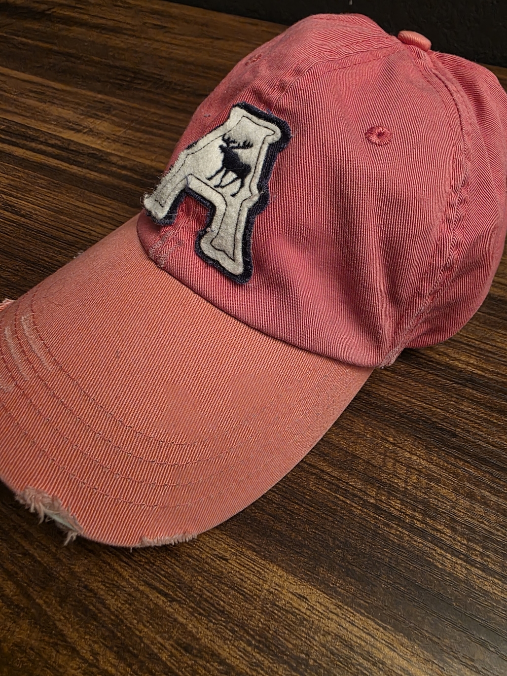Abercrombie & Fitch Coral Pink Baseball Cap with A Moose Patch